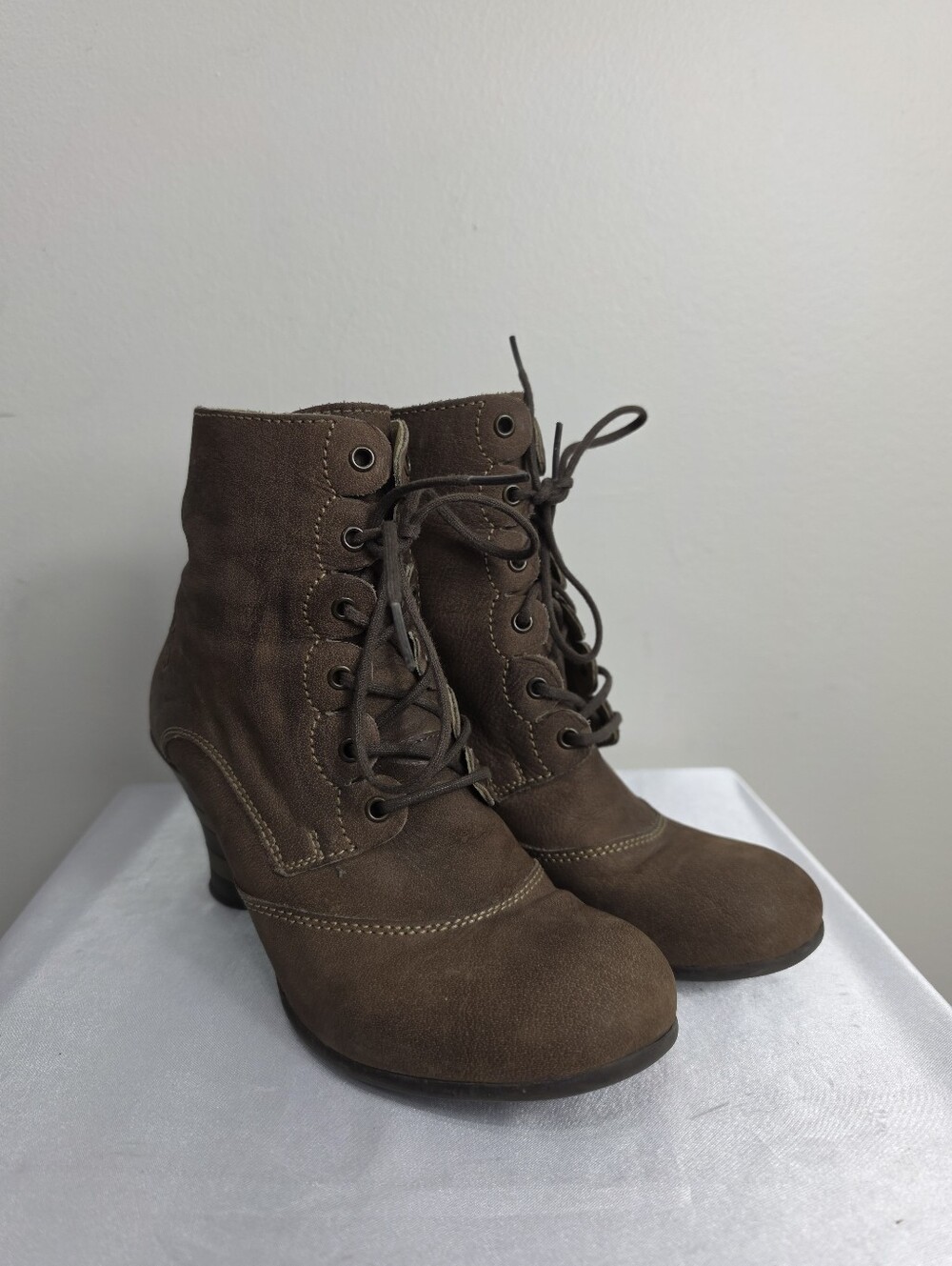Fly London Brown Suede Lace-Up Heeled Ankle Boots